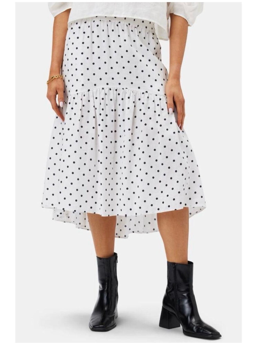 NWT Lilly Pilly polka dots linen skirt size S